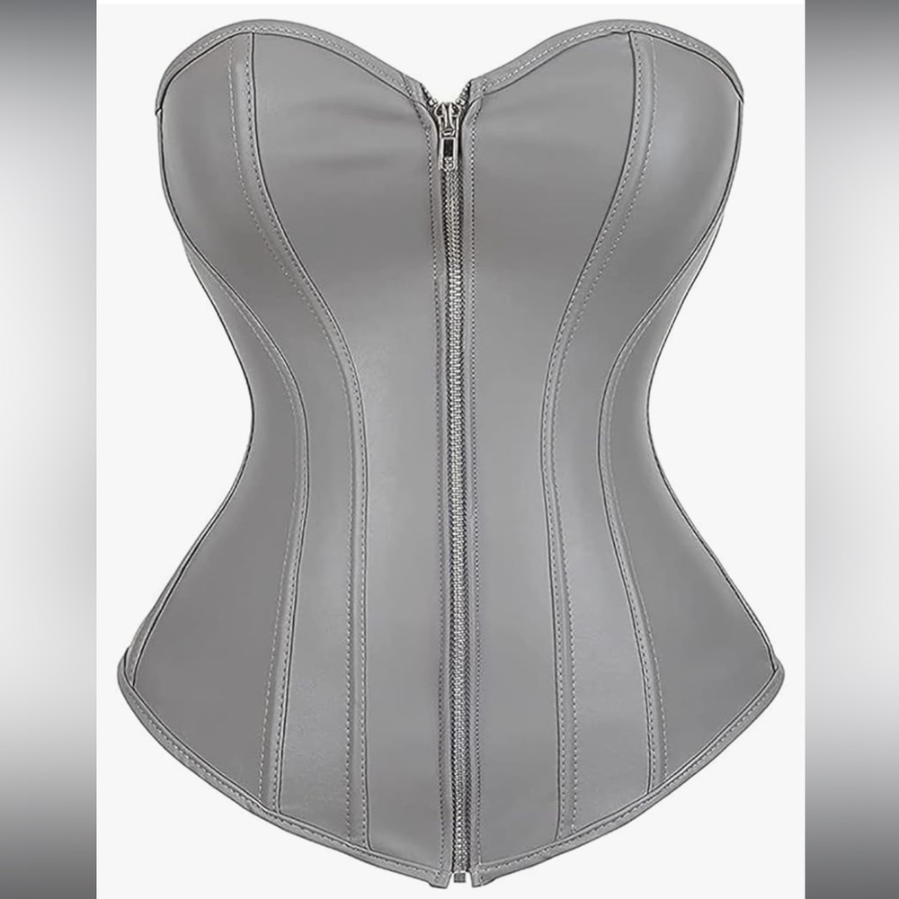Gray Zippered Corset Top
